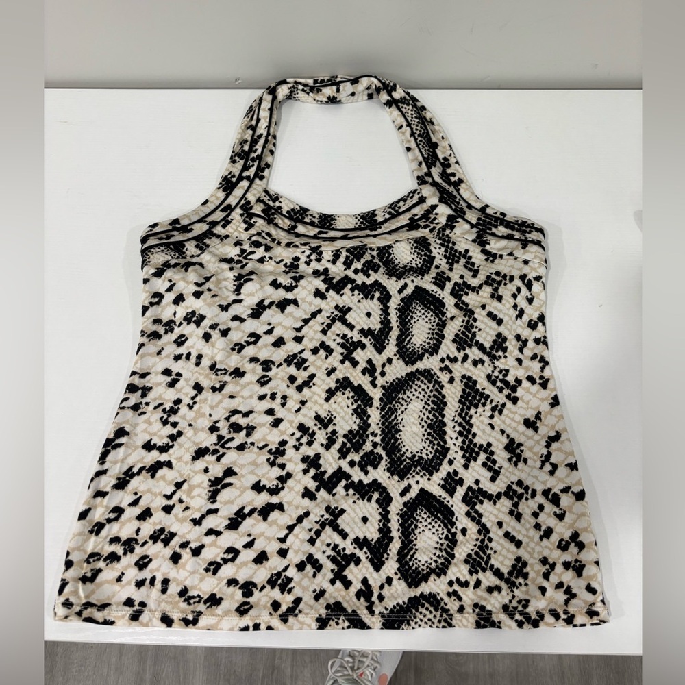 White House Black Market Snake Print Halter Neck Top Size Medium